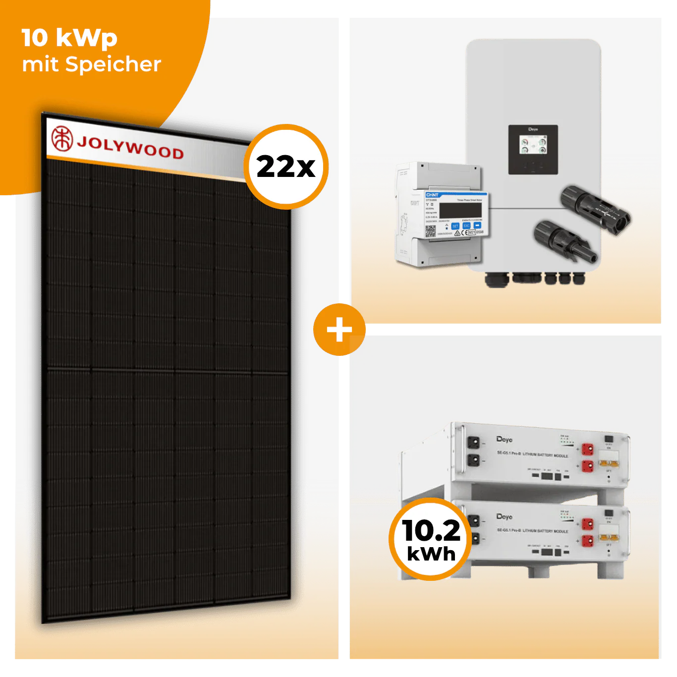 PV Komplettset 10 kWp – 22 x Jolywood 455 Full Black & Deye SUN-10K-SG05LP3-EU-SM2 opt. Deye SE-G5.1 pro B - LV Speicher - Image 5