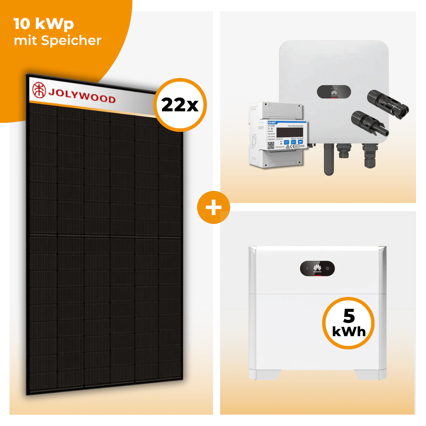 PV Komplettset 10 kWp – 22 x Jolywood 455 Full Black & Huawei SUN2000 MAP0 opt. Huawei LUNA2000 Speicher - Image 2