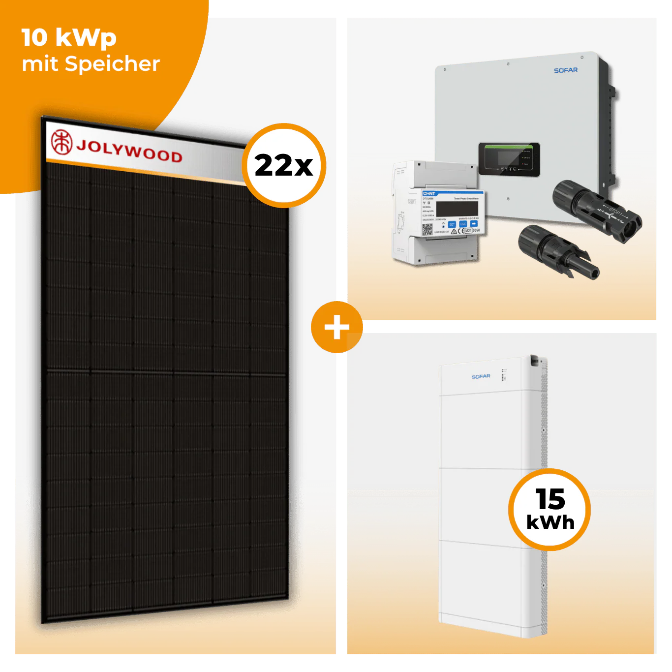 PV Komplettset 10 kWp – 22 x Jolywood 455 Full Black & SofarSolar HYD KTL-3PH opt. SofarSolar BTS DS5 Speicher - Image 5