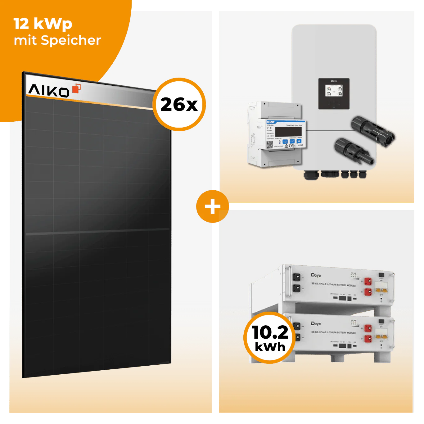 PV Komplettset 12 kWp – 26 x Aiko 470 Neostar 3S+ & Deye SUN-12K-SG05LP3-EU-SM2 opt. Deye SE-G5.1 pro B - LV Speicher - Image 5