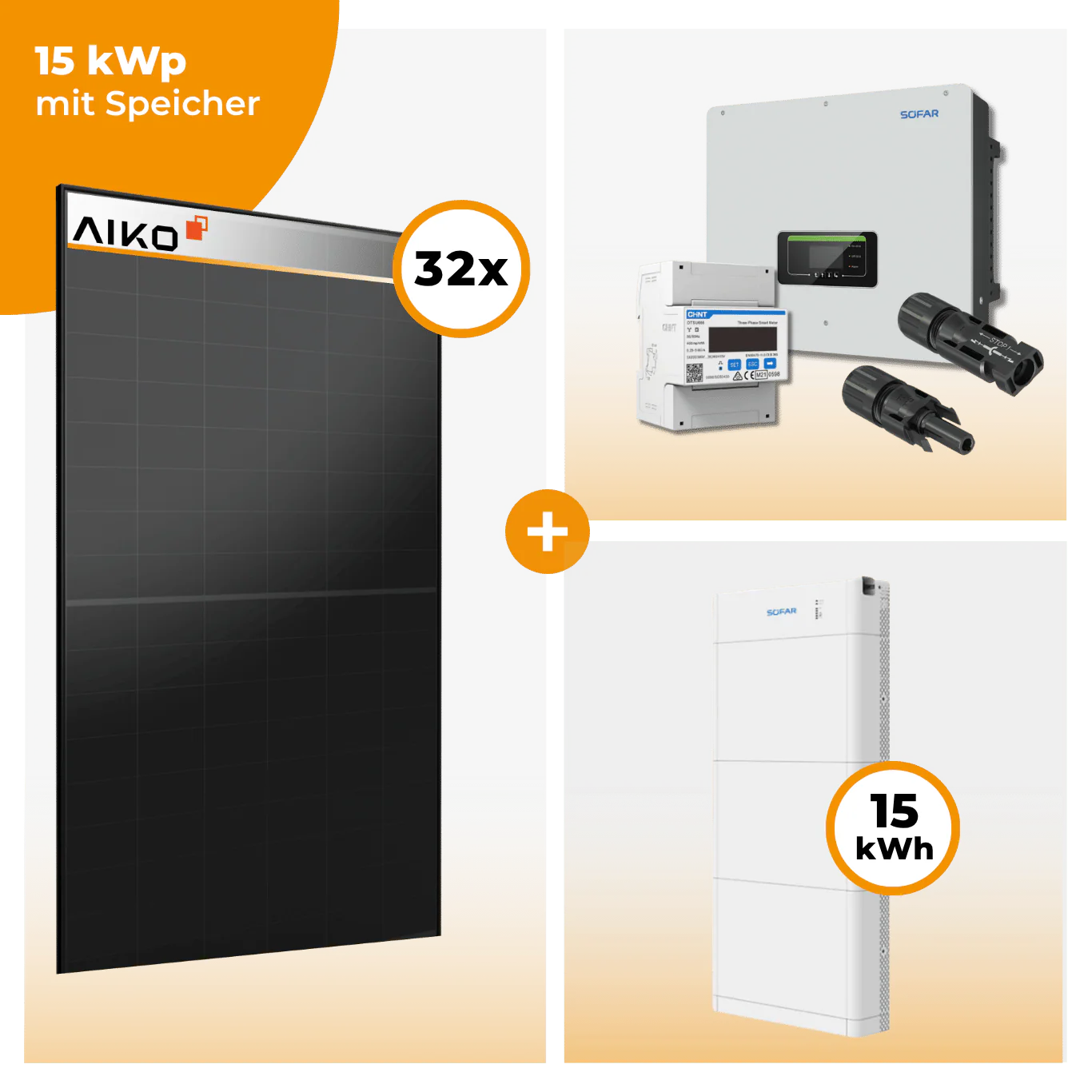 PV Komplettset 15 kWp – 32 x Aiko 470 Neostar 3S+ & SofarSolar HYD KTL-3PH opt. SofarSolar BTS DS5 Speicher - Image 5