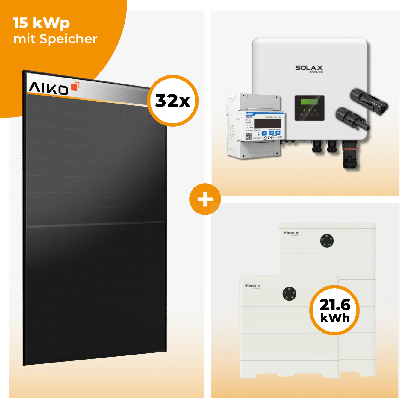 PV Komplettset 15 kWp – 32 x Aiko 470 Neostar 3S+ & Solax X3 Hybrid opt. T-BAT SYS Speicher - Image 8
