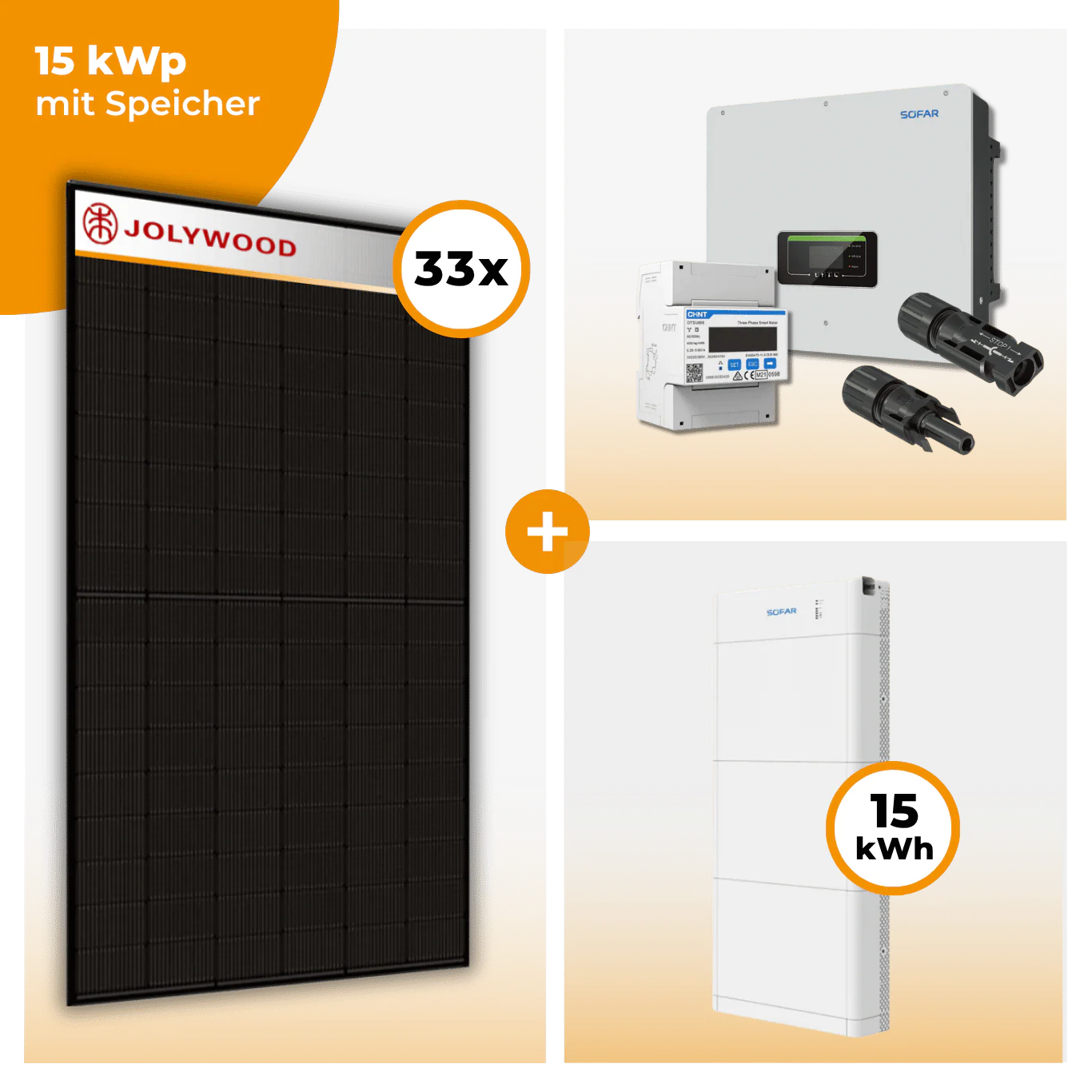 PV Komplettset 15 kWp – 33 x Jolywood 455 Full Black & SofarSolar HYD KTL-3PH opt. SofarSolar BTS DS5 Speicher - Image 5