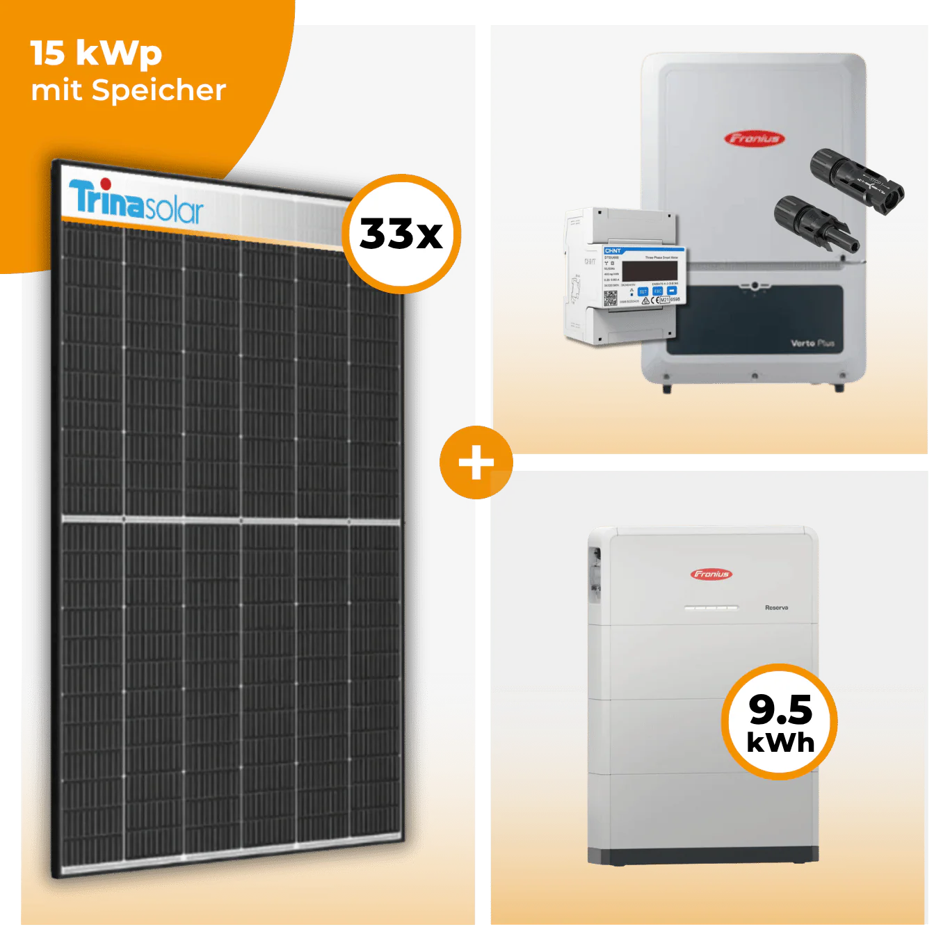 PV Komplettset 15 kWp – 33 x Trina 465 Black Frame & Fronius Verto Plus 15.0 opt. Fronius Reserva Speicher - Image 4