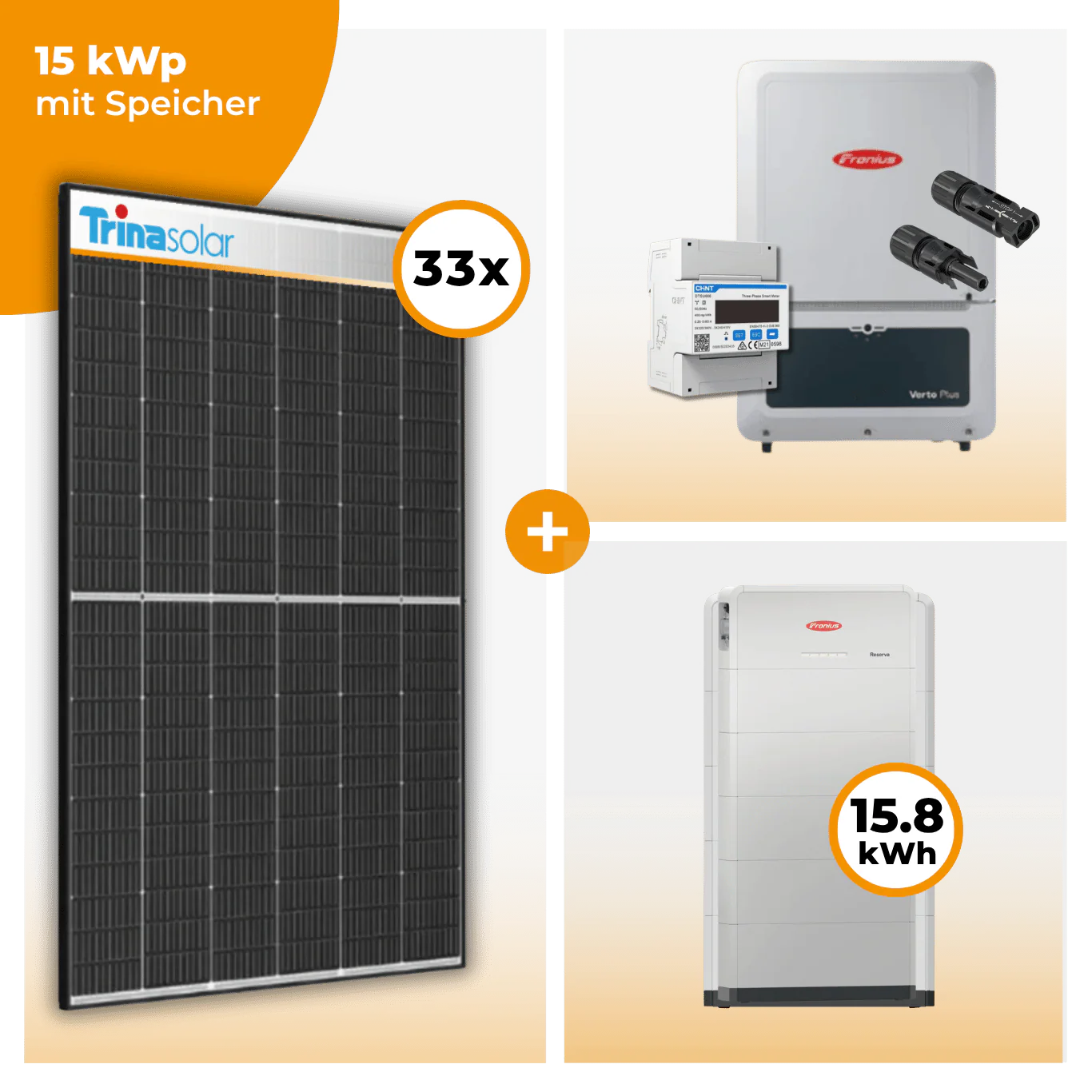 PV Komplettset 15 kWp – 33 x Trina 465 Black Frame & Fronius Verto Plus 15.0 opt. Fronius Reserva Speicher - Image 6