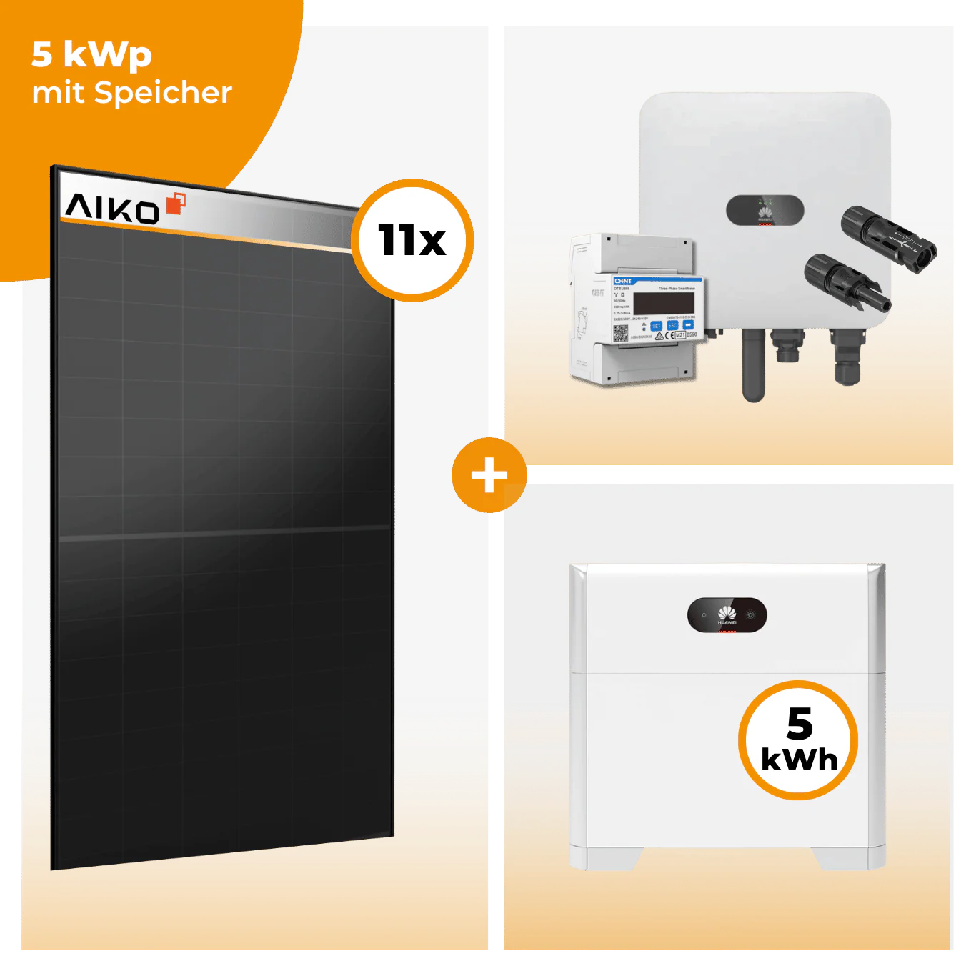 PV Komplettset 5 kWp – 11 x Aiko 470 Neostar 3S+ & Huawei SUN2000 MAP0 opt. Huawei LUNA2000 Speicher - Image 2