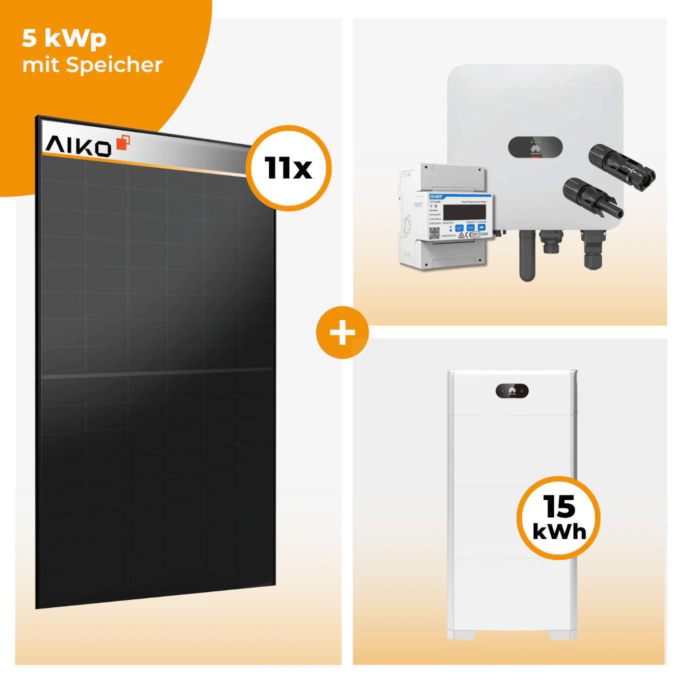 PV Komplettset 5 kWp – 11 x Aiko 470 Neostar 3S+ & Huawei SUN2000 MAP0 opt. Huawei LUNA2000 Speicher - Image 5
