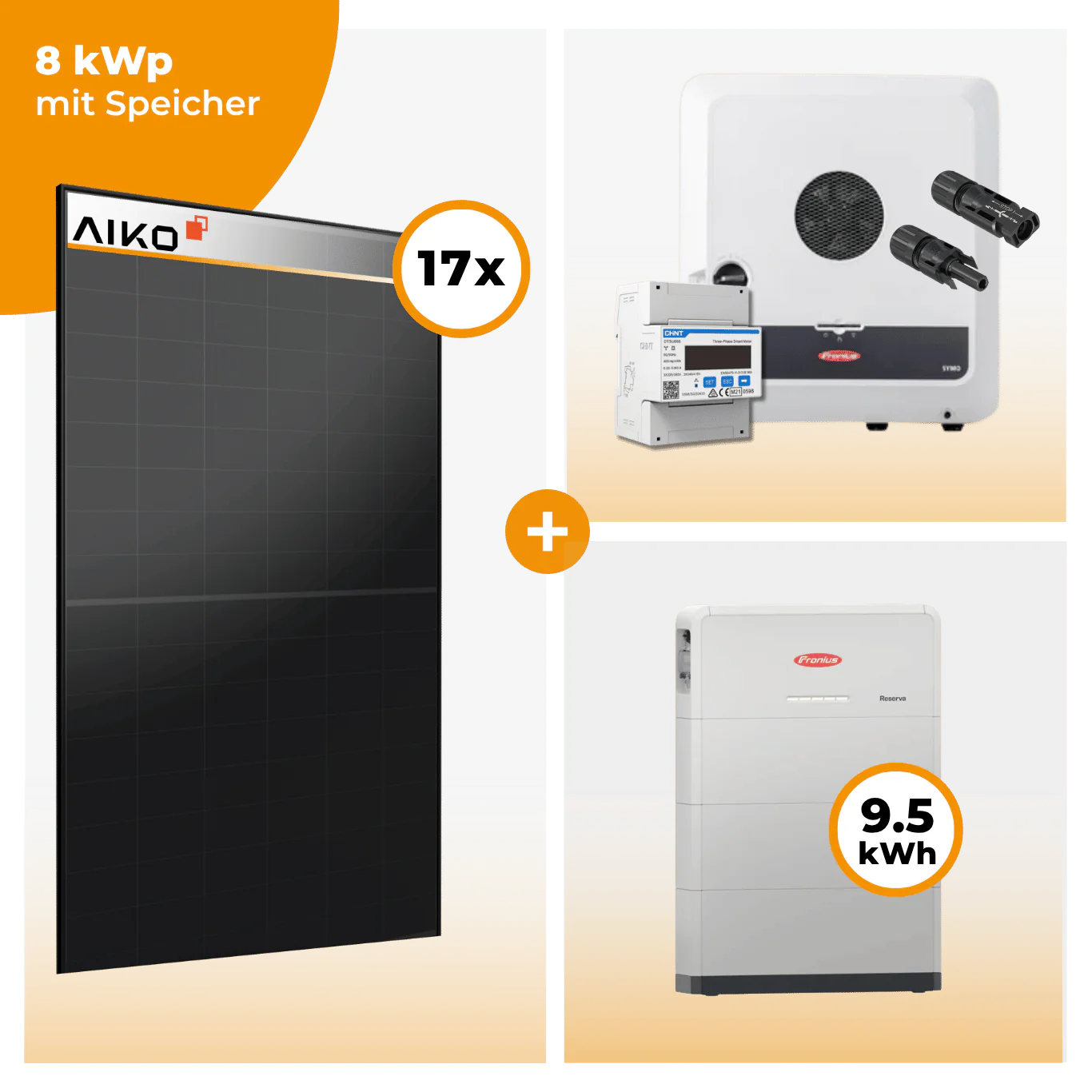 PV Komplettset 8 kWp – 17 x Aiko 470 Neostar 3S+ & Fronius Symo GEN24 Plus opt. Fronius Reserva Speicher - Image 4
