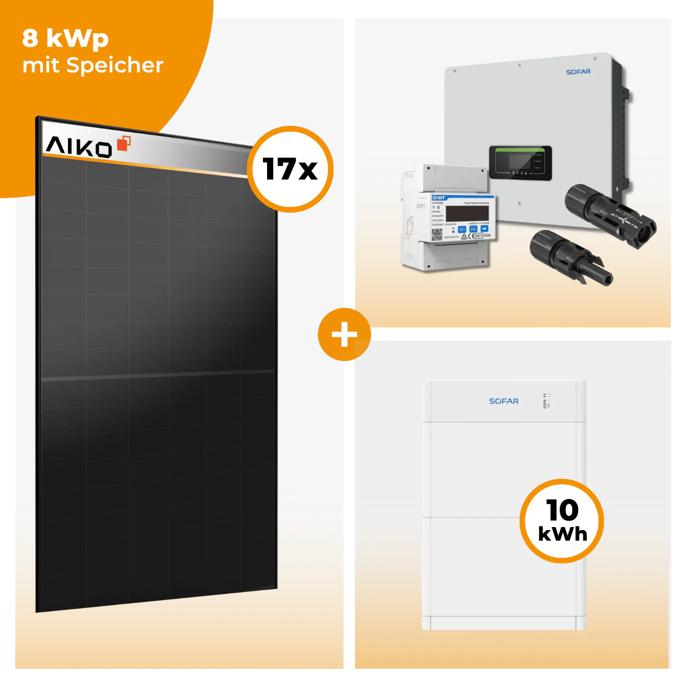 PV Komplettset 8 kWp – 17 x Aiko 470 Neostar 3S+ & SofarSolar HYD KTL-3PH opt. SofarSolar BTS DS5 Speicher - Image 4