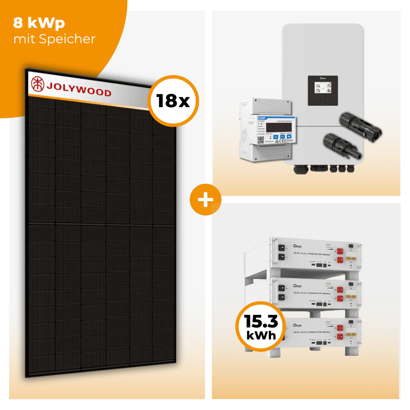 PV Komplettset 8 kWp – 18 x Jolywood 455 Full Black & Deye SUN-8K-SG05LP3-EU-SM2 opt. Deye SE-G5.1 pro B - LV Speicher - Image 6
