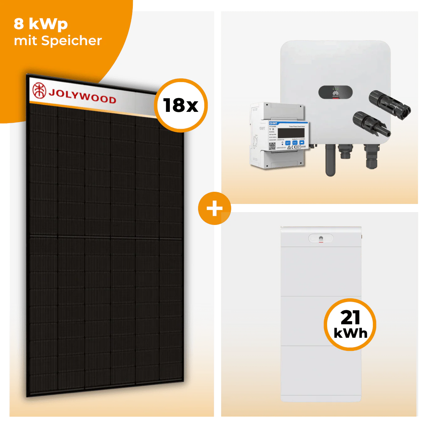 PV Komplettset 8 kWp – 18 x Jolywood 455 Full Black & Huawei SUN2000 MAP0 opt. Huawei LUNA2000 Speicher - Image 8
