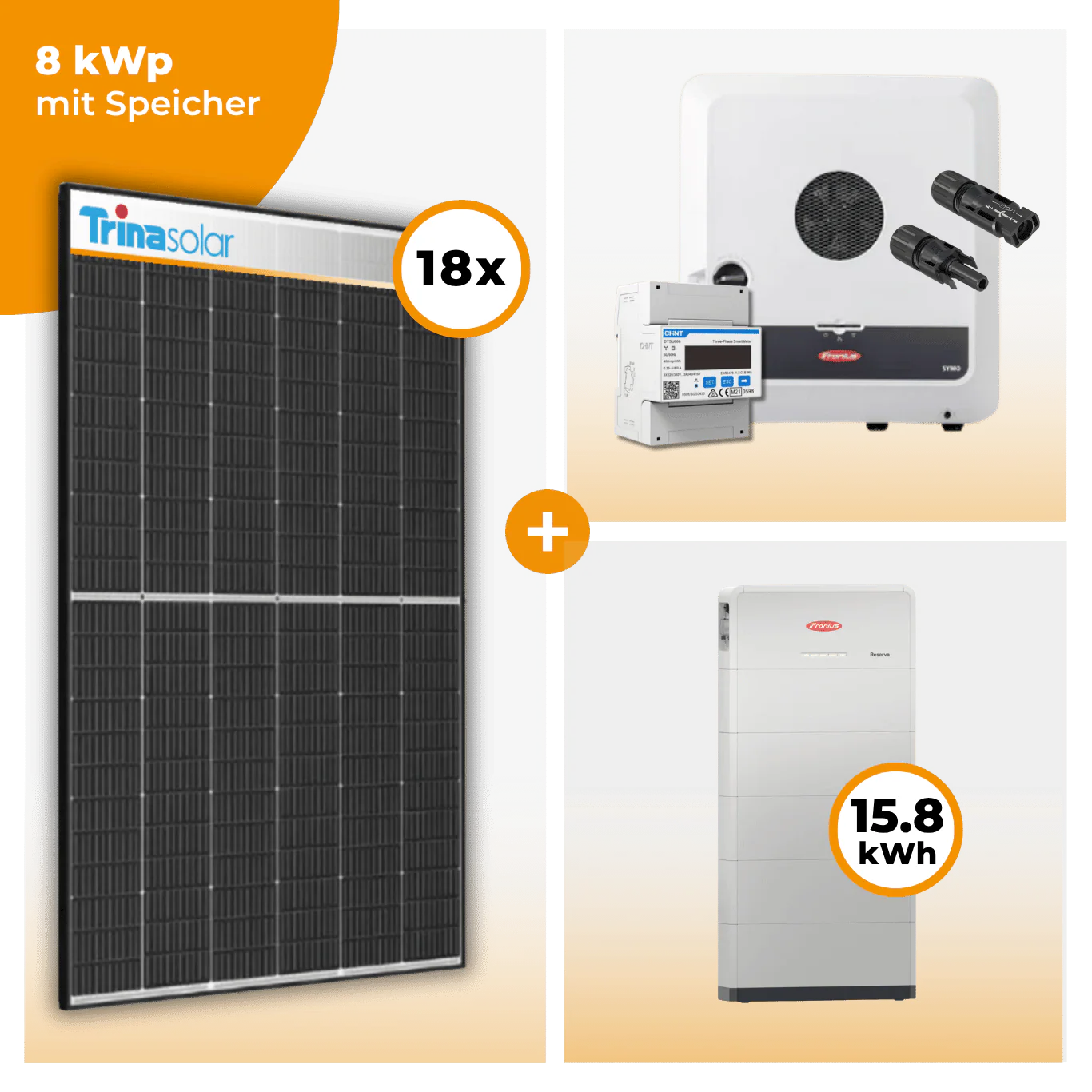 PV Komplettset 8 kWp – 18 x Trina 465 Black Frame & Fronius Symo GEN24 Plus opt. Fronius Reserva Speicher - Image 6